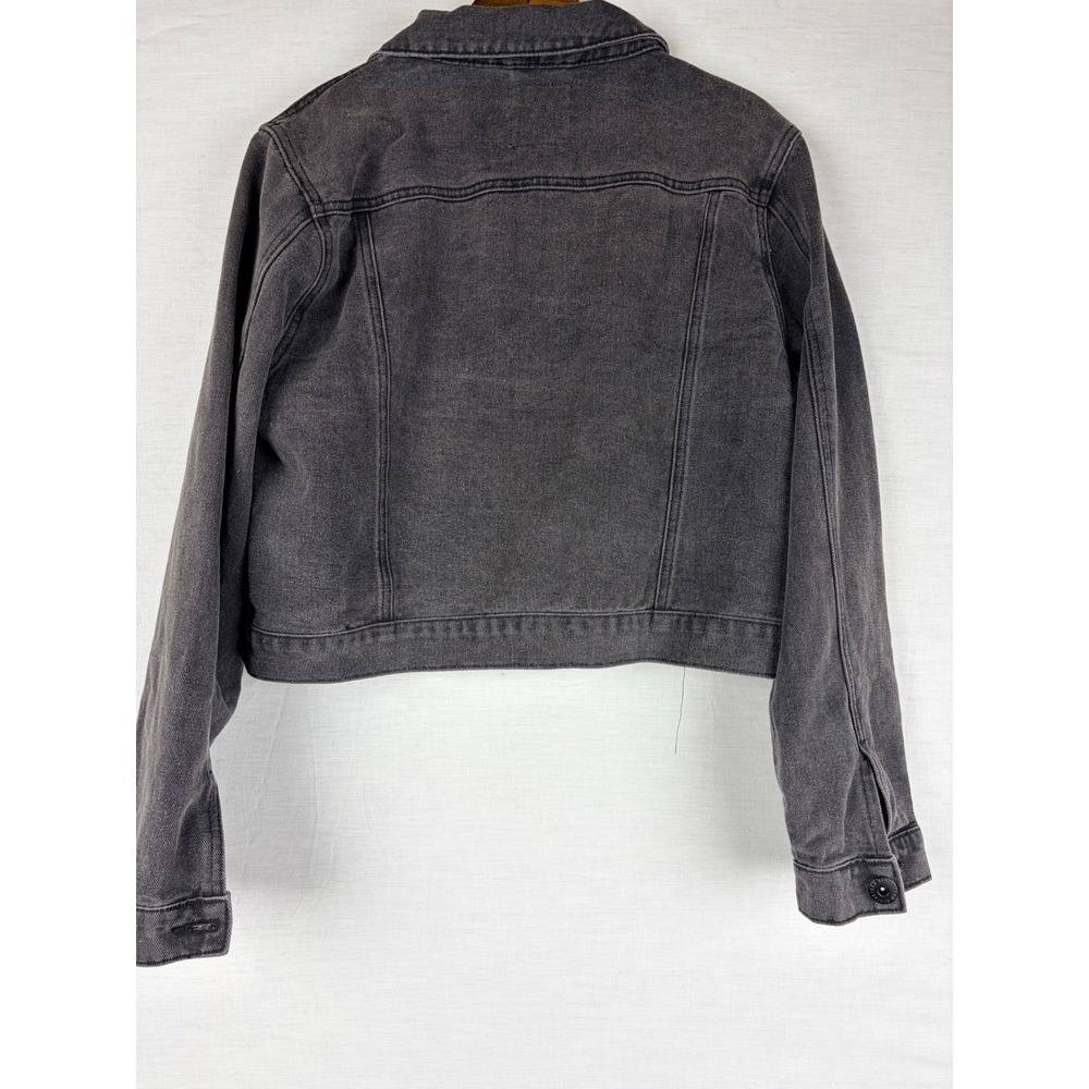 Cotton On Womens Cropped Denim Trucker Jacket Washed Black Charcoal Grey Small - Picture 7 of 12